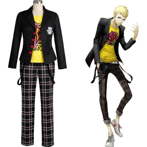 Ryuji Sakamoto Cosplay Persona 5 Sakamoto Ryoji Cosplay Costume Outfit Attire School Uniform Halloween Carnival Costumes