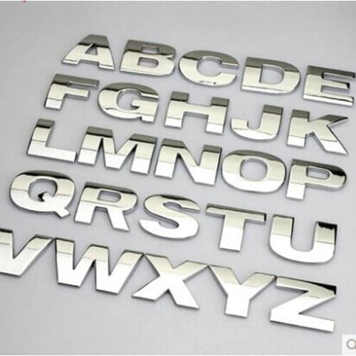 25mm Personalized 3D metal English Letter emblem Digital Figure Number Chrome DIY Car word Badge Logo Automobile Stickers style