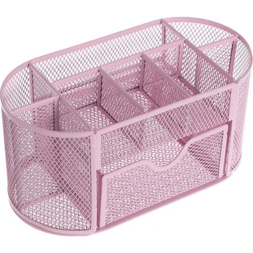 Multifunctional Desktop Storage Pen Holder Wrought Iron Spray Simple And Practical Creative Compartment Storage With Drawers