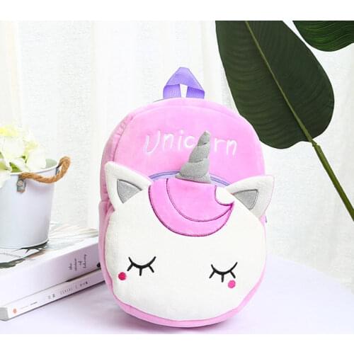 Cartoon unicorn lovely plushed shoulders bag Soft toy unicorn bag for children Colorful storage bag large capacity