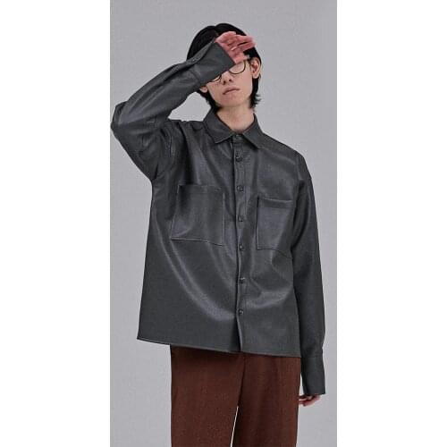 Jacket mens long sleeve new Korean loose PU leather solid color trend Japanese street casual fashion large size jacket men