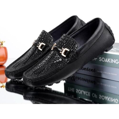 Man Casual Shoes 2021 Luxury Loafers Comfortable Fashion Genuine Leather Mens Shoes Crocodile Pattern High Quality Dress Flats