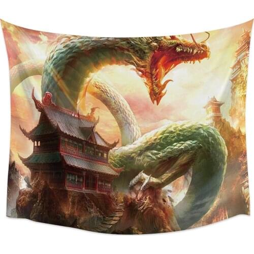 Dragon Cartoon Tapestry Wall Hanging Home Wall Decor Bedroom Tapestry Yoga Mat Picnic Mat