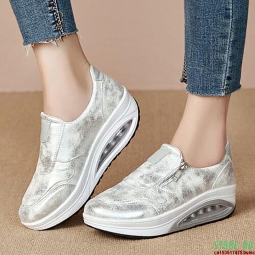 New Wedge Sneaker Slimming Toning Shoes Waterproof Thick Bottom Increase Casual Women Fitness Shoes Shock Absorber Jumping Shoes