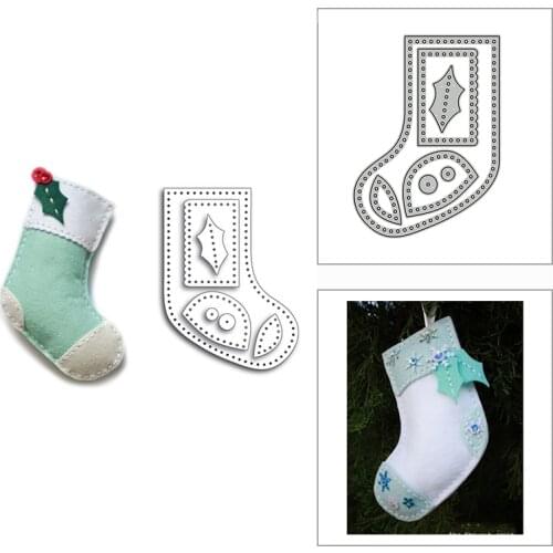 New Christmas Stitched Socks Holly 2020 Metal Cutting Dies for DIY Scrapbooking Decor and Card Making Embossing Craft No Stamps