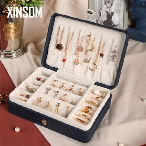 XINSOM Jewelry Organizer Display Travel Jewelry Case Boxes Travel Portable Jewelry Box Leather Storage Organizer Earrings Holder