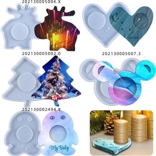 DIY Crystal Epoxy Resin Mold Heart Shape Coaster Silicone Mold Cup Tray Candlestick Handmade Craft Christmas Tree Decoration