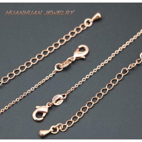 Charms Women Link Chain 1mm Round Rose Gold-Color Copper Stainless Steel Necklace Chains Fit Diy Pendant Jewelry 20inch B3380