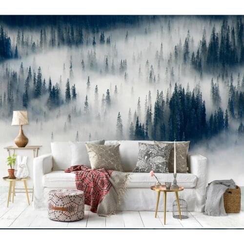 Custom photo wallpaper 3d murals wallpaper Modern minimalist small fresh foggy forest landscape mural background wall painting