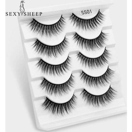 SEXYSHEEP 5pairs 3D Mink False Eyelashes Natural Thick Lashes Handmade Soft Eyelashes Makeup Eyelashes Extension