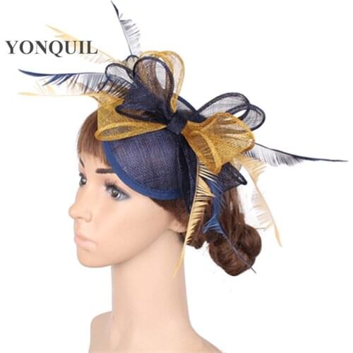 Charming Formal Dress Feather Fedora Hat Ladies Fashion Fascinator Derby Wedding Hats Nice Sinamay Headpiece With Fancy Feathers