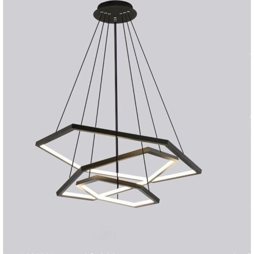 Black&Gold Hexagon Modern LED Pendant Lights Living Room Bedroom Dining Room Kitchen Aluminum luminaire suspension Hanging Lamp