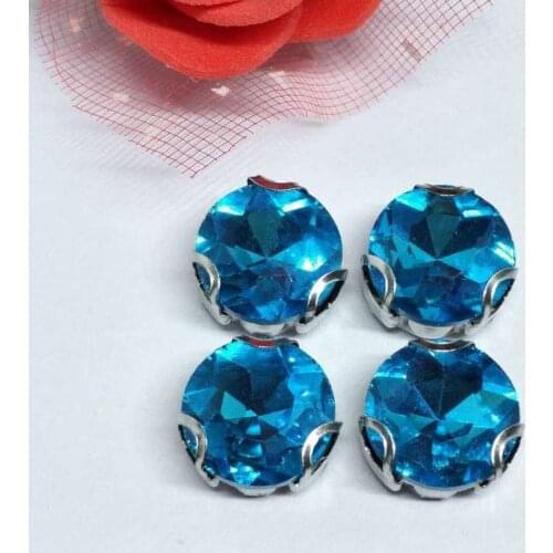 The Stone Flower Turquoise blueCrystal Glass Sewing Rhinestones with D Shape Claw DIY Jeans Woman and Wedding Dresses