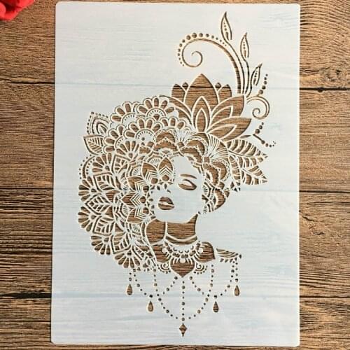 A3 42 * 29 cm Beauty girl DIY Stencils Wall Painting Scrapbook Coloring Embossing Album Decorative Paper Card Template,wall