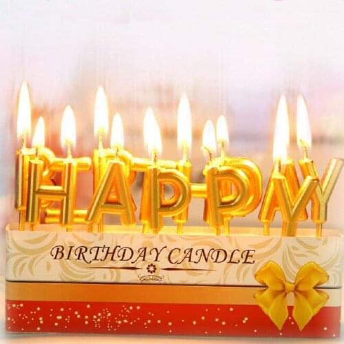 Happy Birthday Wax Candles for Party/anniversary Cake toppers Decorations DIY gift craft golden/slivery/etc