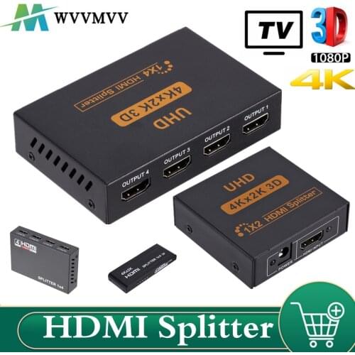WVVMVV 3D 1080P HDMI-compatible Splitter HDCP 1 in 4 out Power Signal Amplifier 1x4 Audio Spliter Switch HD Converter Adapter