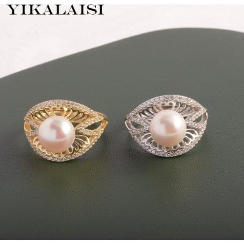 YIKALAISI 925 Sterling Silver Rings Jewelry For Women 9-10mm Oblate Natural Freshwater Pearl Rings 2021 Fine New Wholesales
