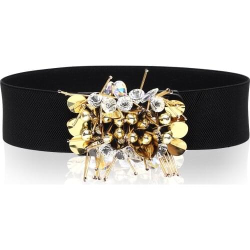 Free shipping new fashion punk elastic waist belt width women crocodile pattern leather wide strap buckle s SW245