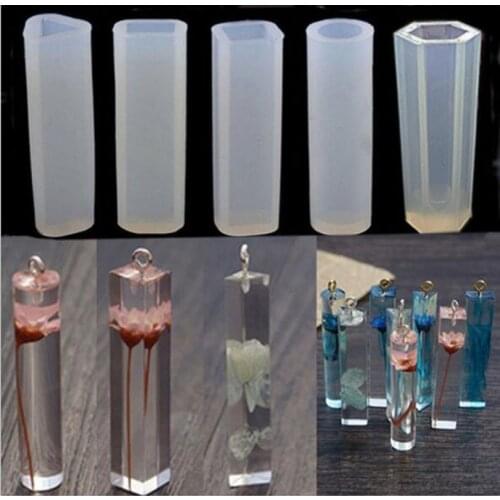 10pcs/Set DIY Pendant Liquid Silicone Mold Resin Jewelry Pendant Mould Handmade Decoration Tools Cylinder Trapezoid Crystal