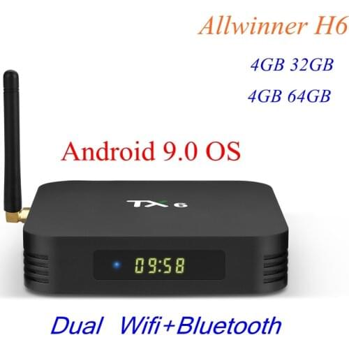 TX6 Android 9.0 TV BOX 4GB 32GB 64GB Allwinner H6 Quad core 2.4G/5G Dual Wifi BT 4.1 4K HD H.265 Smart Media Player
