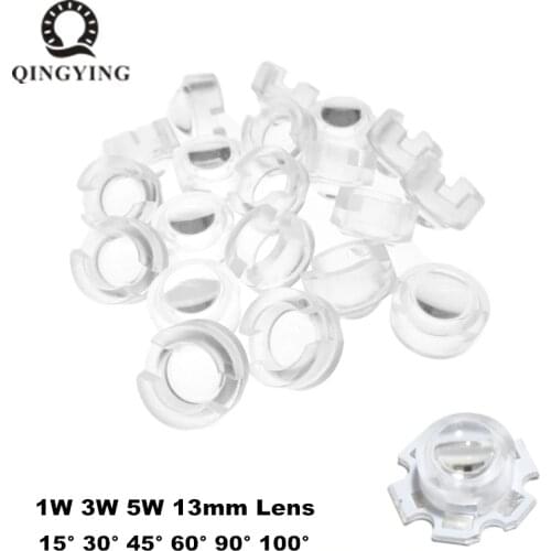100pcs 13mm 1W 3W Mini LED Lens 15 30 45 60 90 100 Degree for IR CCTV LED PCB Convex Acrylic Lens Holder Reflector Collimator