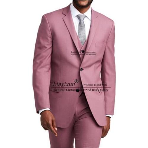 2021 Costume Homme Mariage Costumes Sur-Mesure Rose Pink Men Wedding Suits Custom Made Suits Groom Tuxedo Wedding Suits For Men