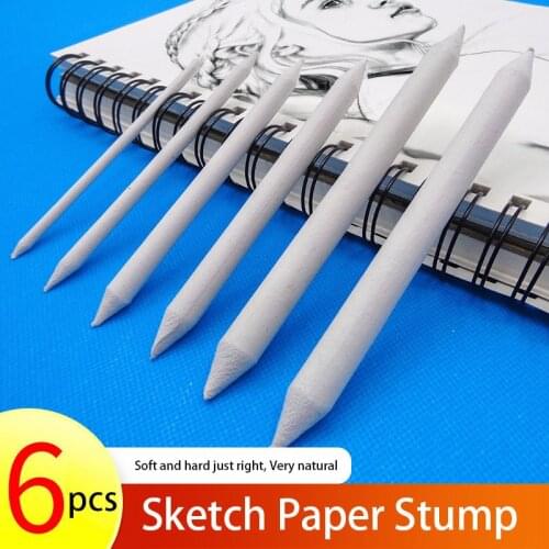 6pcs Blending Smudge Sketch Paper Stump Stick Set Double Head Durable Art Sketch Drawing Charcoal Tool Art Suppliers
