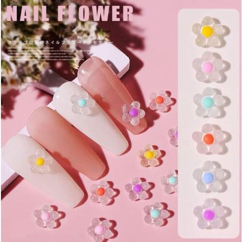 30/100Pcs Candy Colors Resin 7.5mm Mini Lovely Flowers 3D Charm Nail Art Decorations Rhinestones DIY Manicure Nails Accessories