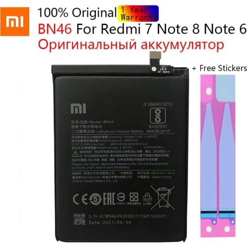 Original Xiaomi Redmi 7/Redmi Note 8 Redmi Note 6 Phone Batteries BN46 4000mAh Free Tools Phone Battery AKKU