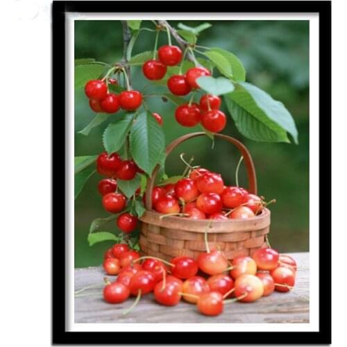 Diy Diamond Painting Rhinestones Cross Stitch Embroidery Kits Russia Red Cherry Berry Pattern Hobbies and Crafts