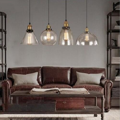 American retro glass industrial chandelier metal retro decorative hanging lamps home commercial restaurant cafe bar chandeliers