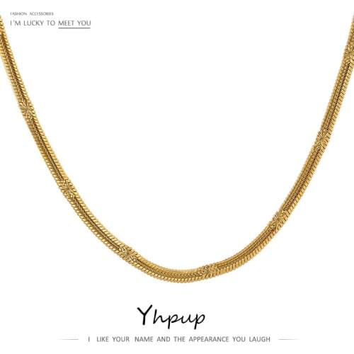 Yhpup 316L Stainless Steel Chain Collar Necklace for Women Stylish 2021 Metal 18 K Statement Necklace бижутерия для женщин Gift