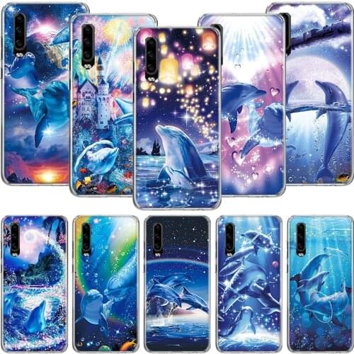 Sea Animal Cute Dolphin Phone Case For Huawei P30 P40 P20 P10 Mate 20 10 30 Lite Pro P Smart Z Plus Printing Cover Coque Shell