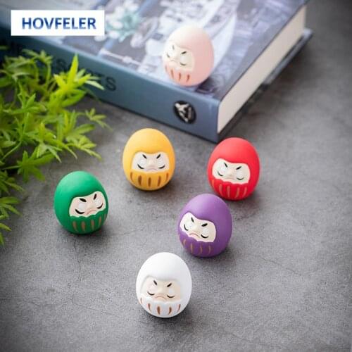 HOVFELER Color Japanese Ceramic Daruma Doll Crafts Lucky Charm Fortune Ornament Landscape Home Decor Miniature Accessories Gifts