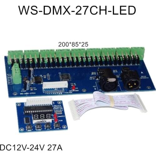DMX512 Decoder 12-24V 27A WS-DMX-27CH-LED Lights With Controller