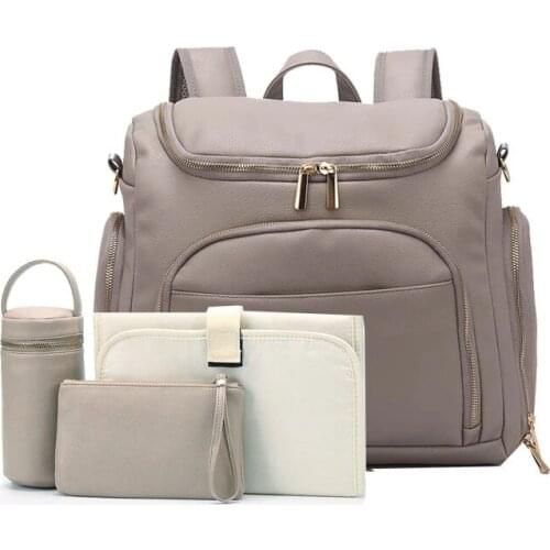 Diaper Baby Bag For Mom Backpack Mummy Bag PU Leather Thermal Insulation Travel Maternity Nappy Changing Bag Stroller Baby Bag