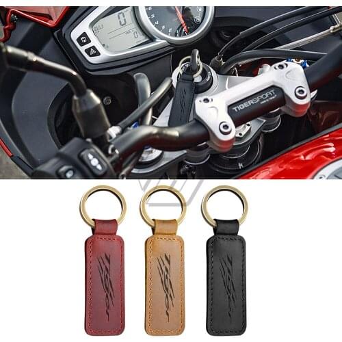 For Triumph Tiger 800 900 1200 Keyring Motorcycle Cowhide Keychain Key Ring