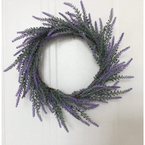 Home Decor 16 Inch Artificial Plastic Lavender Twig Base Garland Wreath Front Door Garland Decoration