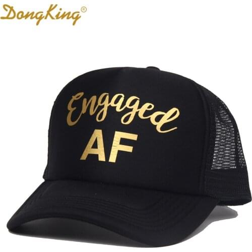 DongKing Engaged Trucker Hats Engaged SQUAD Golden Print Cap Wedding Hat Newly Wed Wifey Bridal Party Gift Bachelorette Hats