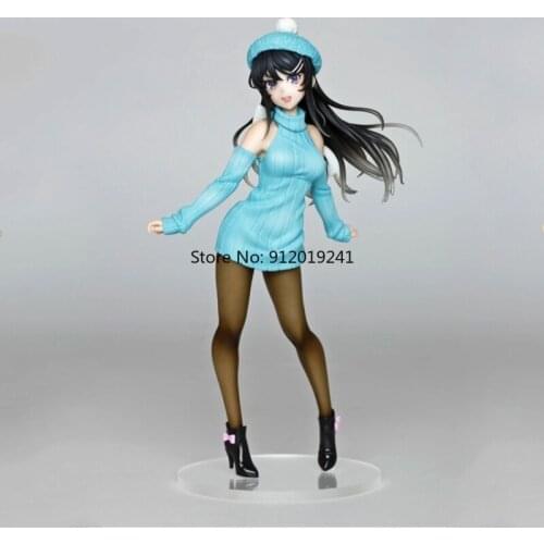 20cm Original Anime Rascal Does Not Dream Of Bunny Girl Sakurajima Mai Japan Figure Knit Dress Ver PVC Action Figure Model Toys