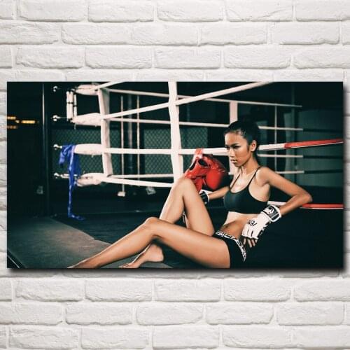 FOOCAME Bodybuilding Fitness Model Boxing Art Silk Posters and Prints Gym Image Wall Painting Modern Home Decoration Pictures
