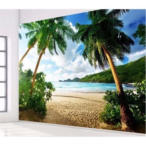 Beibehang photo wallpaper High quality 3d wall paper Sea palm beach island Travel TV sofa backdrop bedroom large wall mural