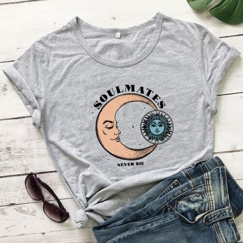 Colored Soulmates Never Die T-shirt High Quality Graphic Summer Top Tee Shirt Trendy Women Short Sleeve Mystical Nature Tshirt