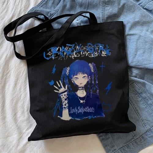 Female Gothic Aesthetic Canvas Bag Loose Punk Dark Fashion women Large capacity canvas Random Goth Harajuku y2k
