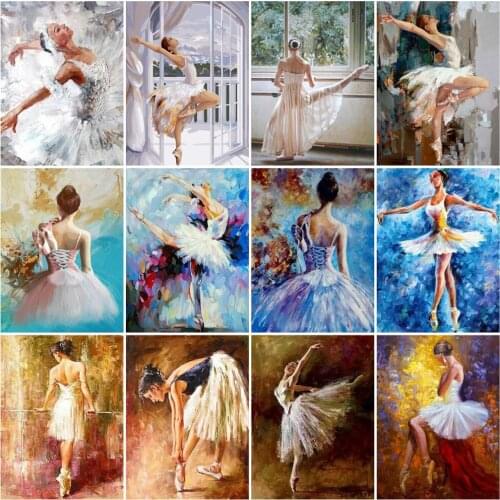 HUACAN Painting By Numbers Ballet Girl Acrylic Wall Art On Canvas Wall Art Picture By Numbers Figure For Living Room