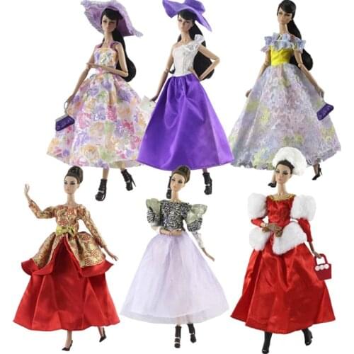 1/6 BJD Doll Dress Classic Princess Clothes For Barbie Accessories Wedding Dress Party Gown Hat Handbag Kids & Baby Cosplay Toys