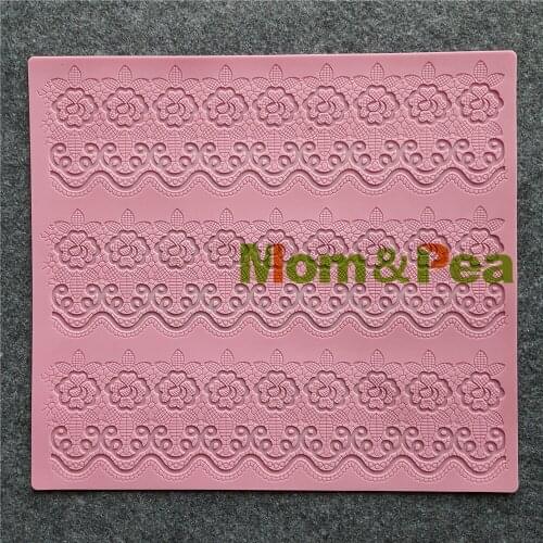 Mom&Pea GX227 Flower Lace Pad Mold Cake Decoration Fondant Cake 3D Mold Food Grade Silicone Mould