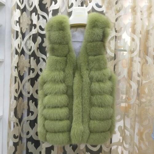 New 2021 arrival abrigos mujer invierno genuine leather jacket natural fox fur coat sleeveless clothing V-neck vest thick warm