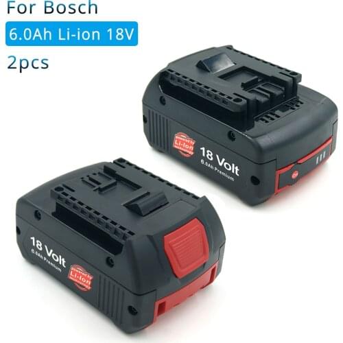 2 Pack 18V 6000mAh Lithium for Bosch Rechargeable Power Tool Battery BAT609 BAT610 BAT618 BAT619G BAT622 Batteria