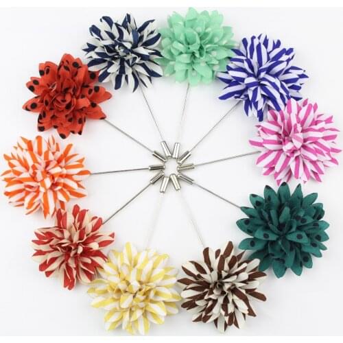 Fashion Boutonniere Small Dot Chrysanthemum Stick Lapel Tie Pin Brooch Badge Cloth Breastpin